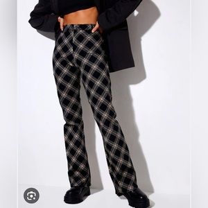 Motel Rocks zoven flare trousers in 20s check black and grey